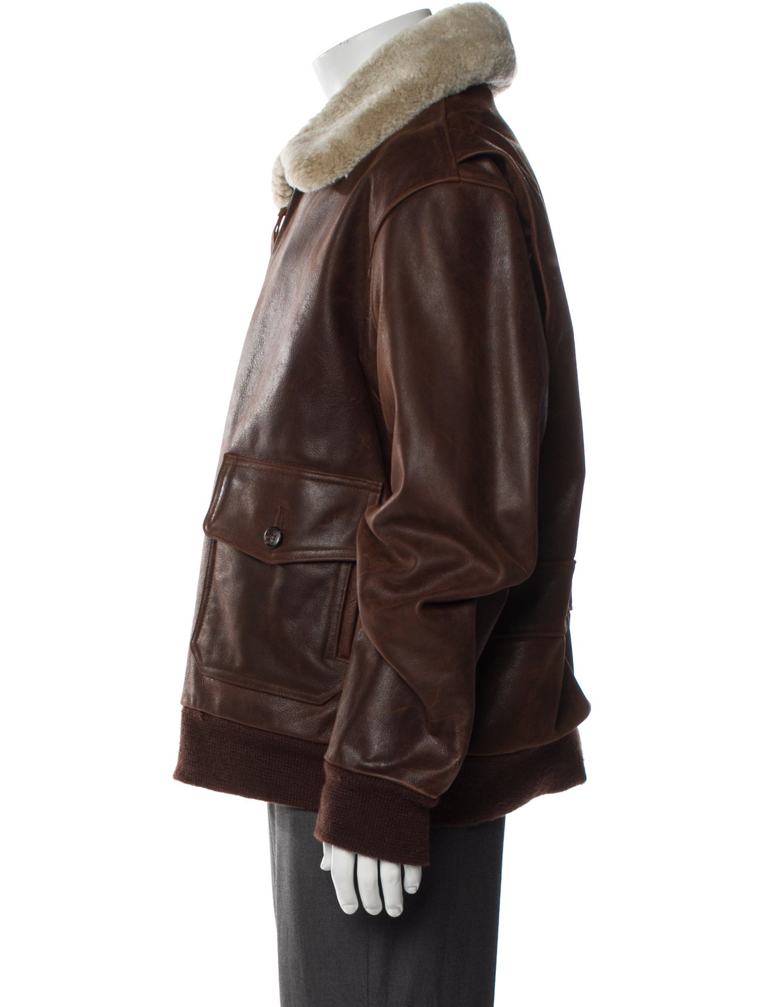 Golden Bear Leather Colorblock Pattern Jacket