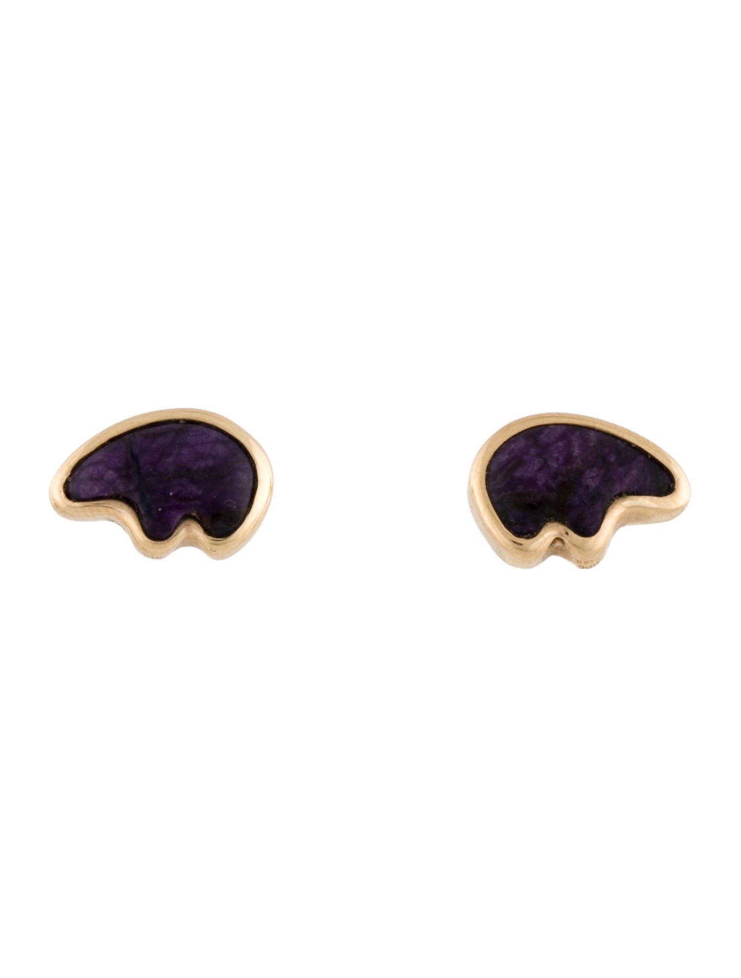 Golden Bear 14K Sugilite Bear Stud Earrings