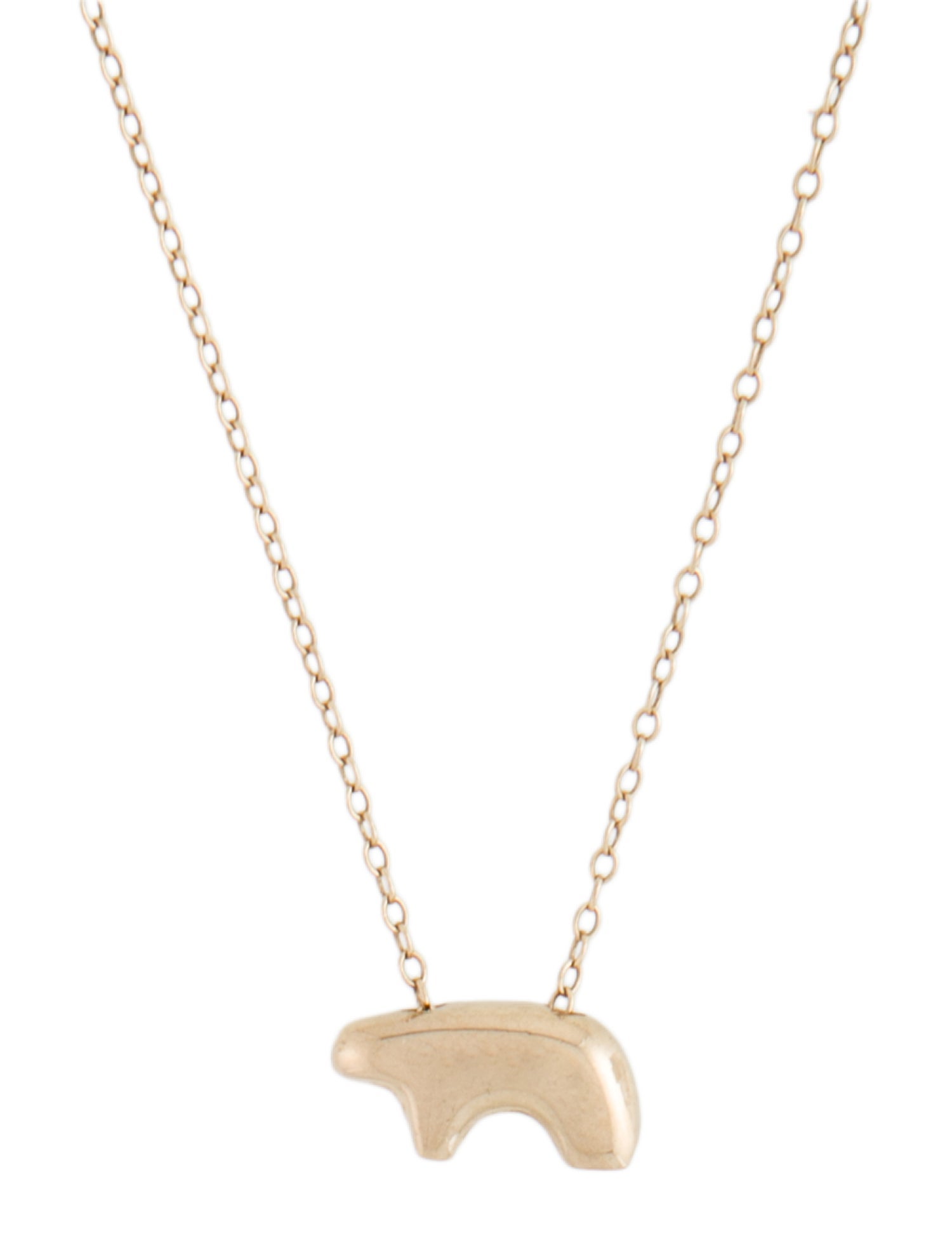 Golden Bear 14K Open Bottom Baby Bear Pendant Necklace