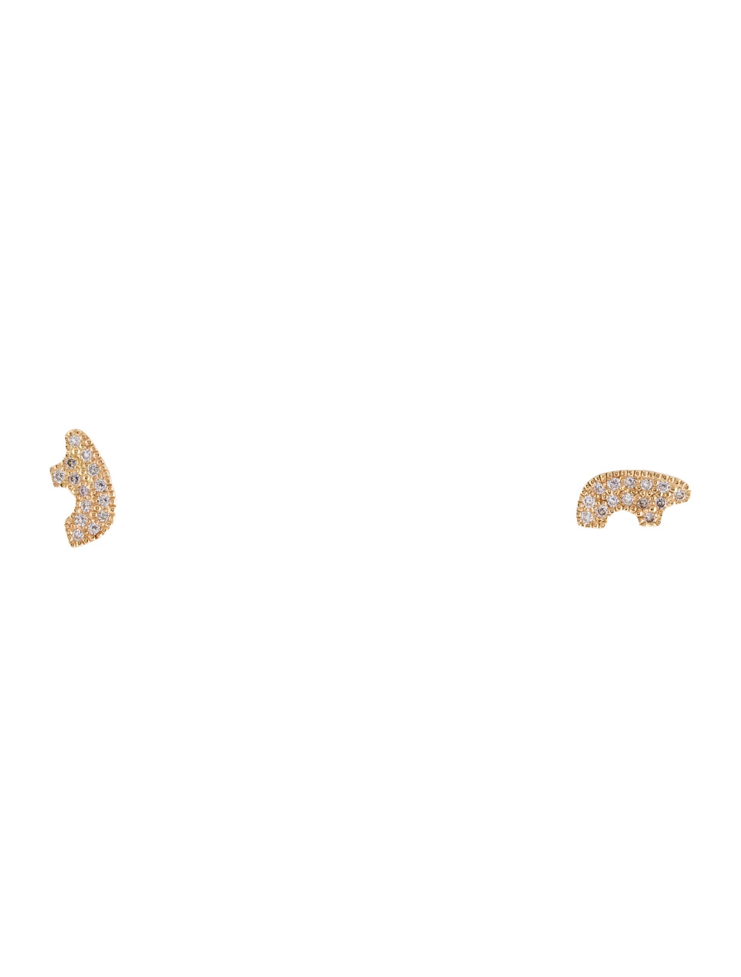 Golden Bear 14K Diamond Pavé Baby Bear Earrings