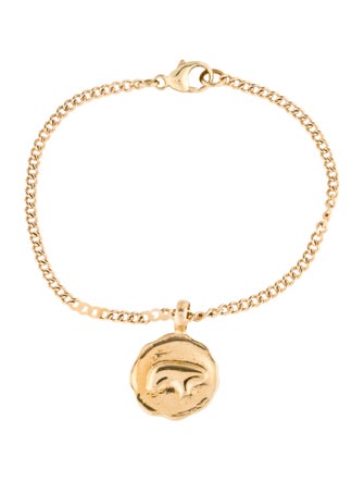 Golden Bear 14K Textured Bear Disc Charm Bracelet