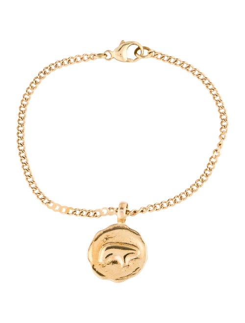 Golden Bear 14K Textured Bear Disc Charm Bracelet