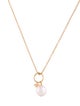 Golden Bear Pearl & Rectangle Pendant Necklace
