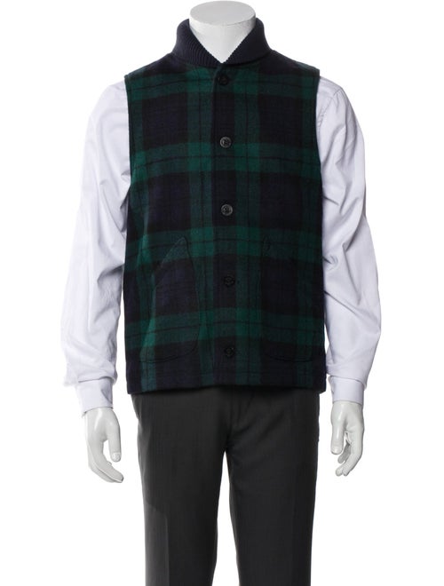 Golden Bear Wool Plaid Print Vest