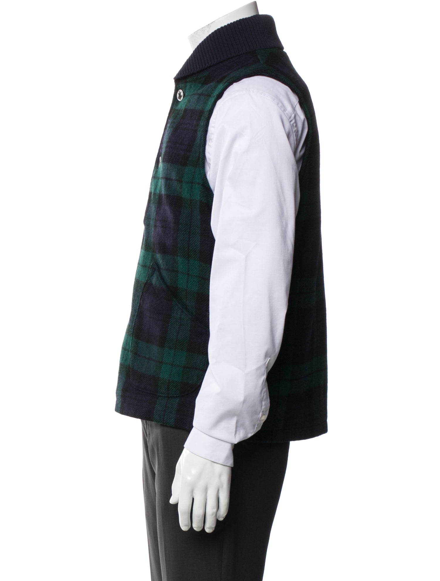 Golden Bear Wool Plaid Print Vest