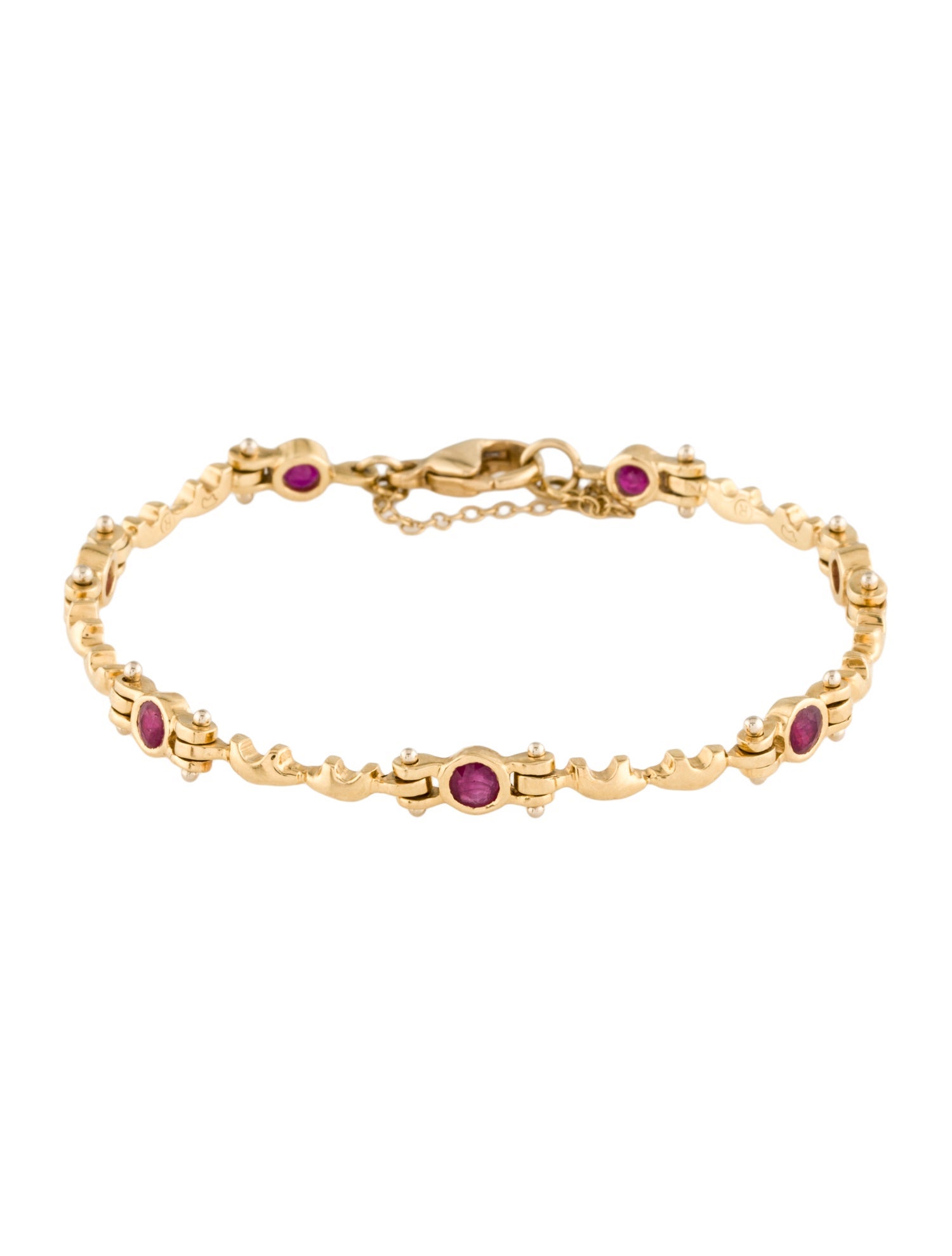 Golden Bear 18K 1.59ctw Ruby Station Bracelet