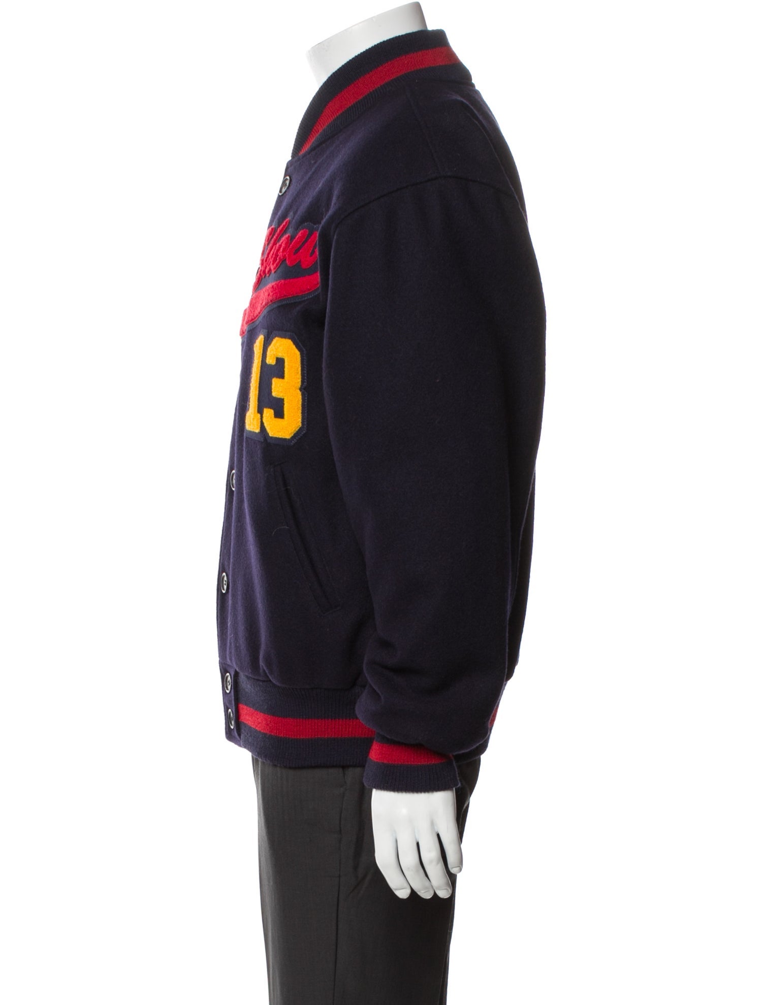 Golden Bear Virgin Wool Graphic Print Varsity Jacket