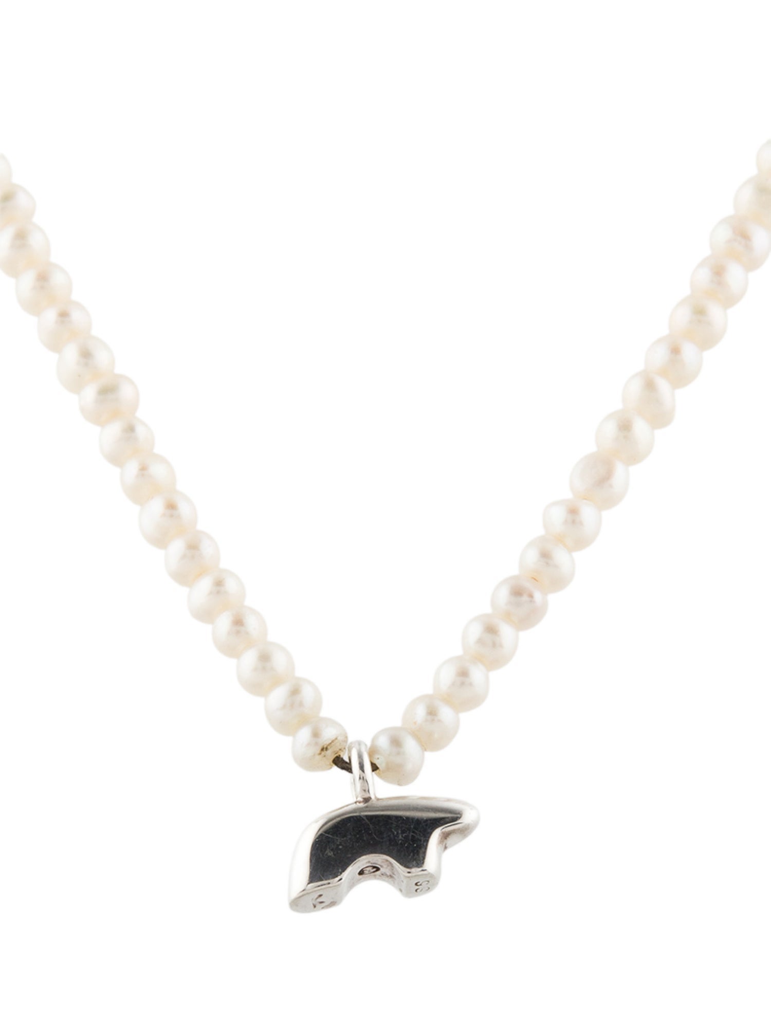 Golden Bear Pearl Bear Pendant Necklace