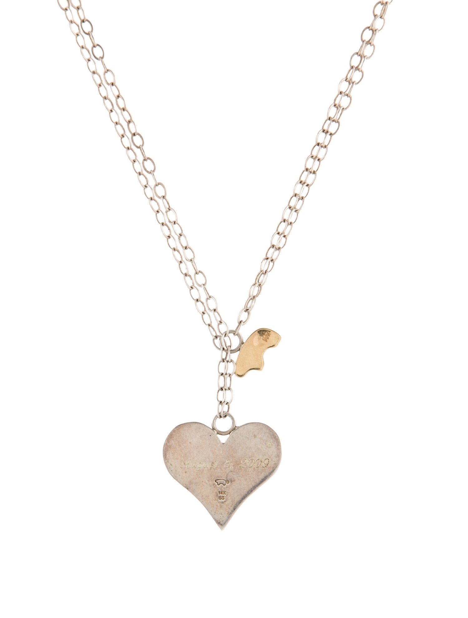 Golden Bear Heart and Bear Pendant Necklace