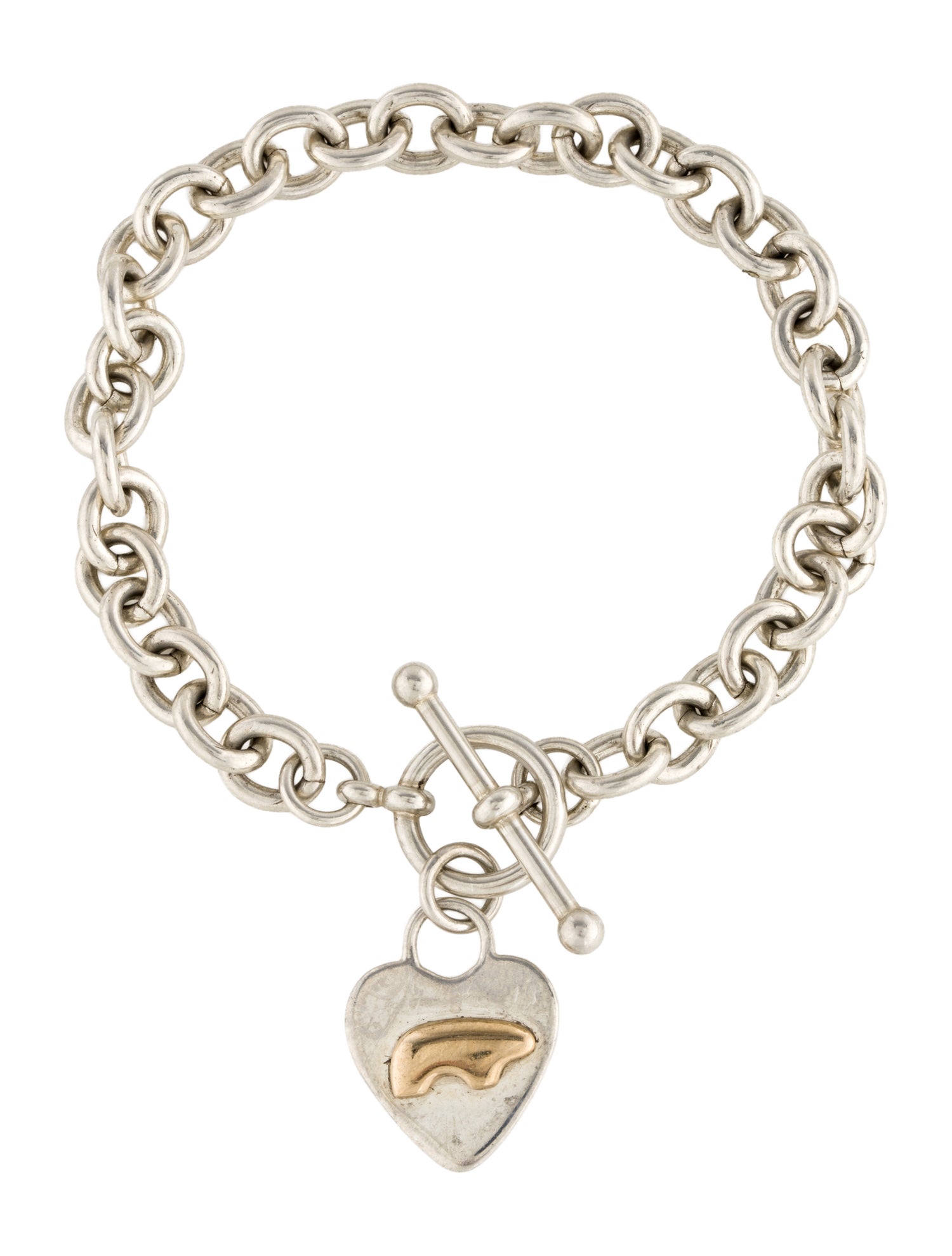 Golden Bear Two-Tone Heart Charm Bracelet