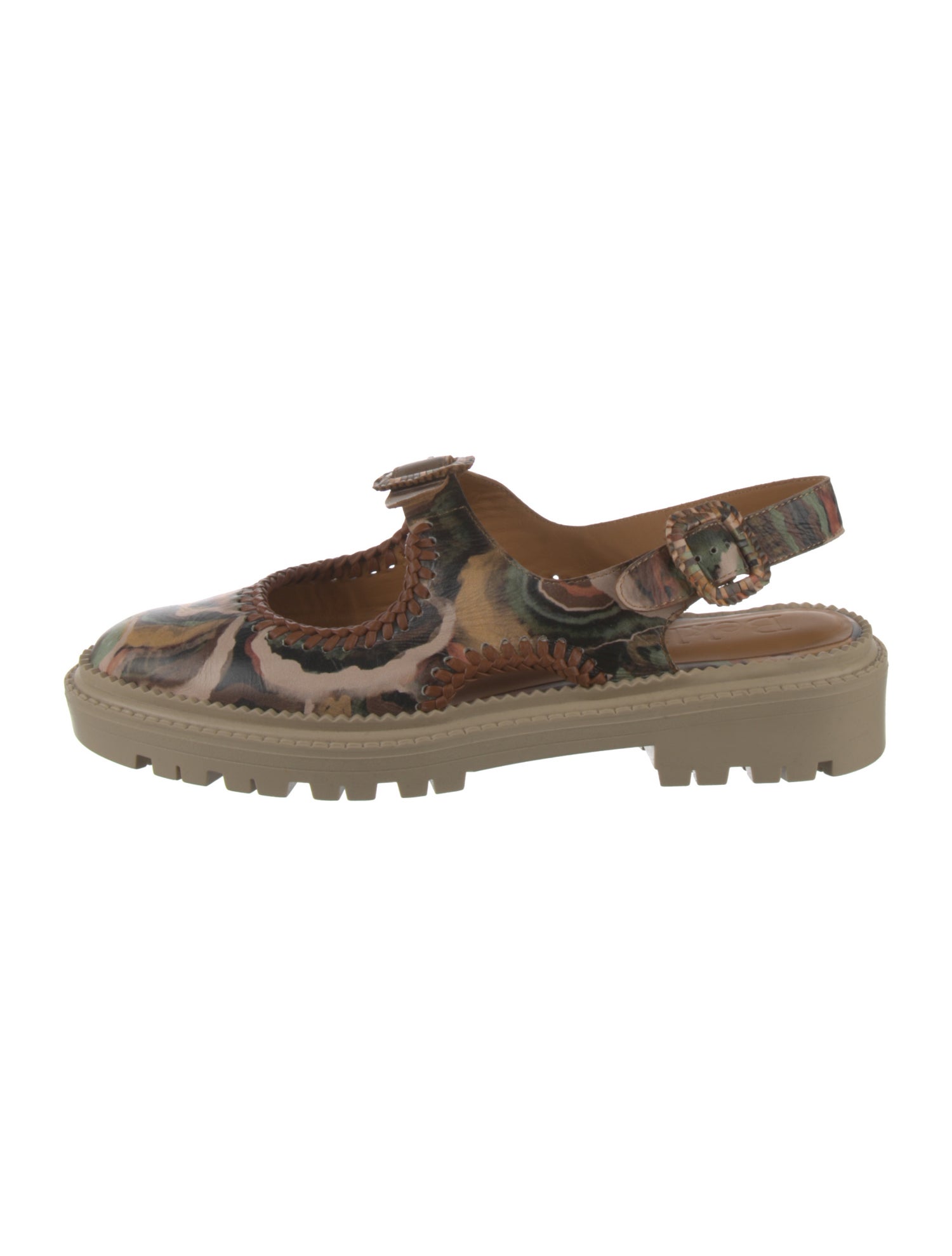 Beklina Leather Printed Slingback Sandals