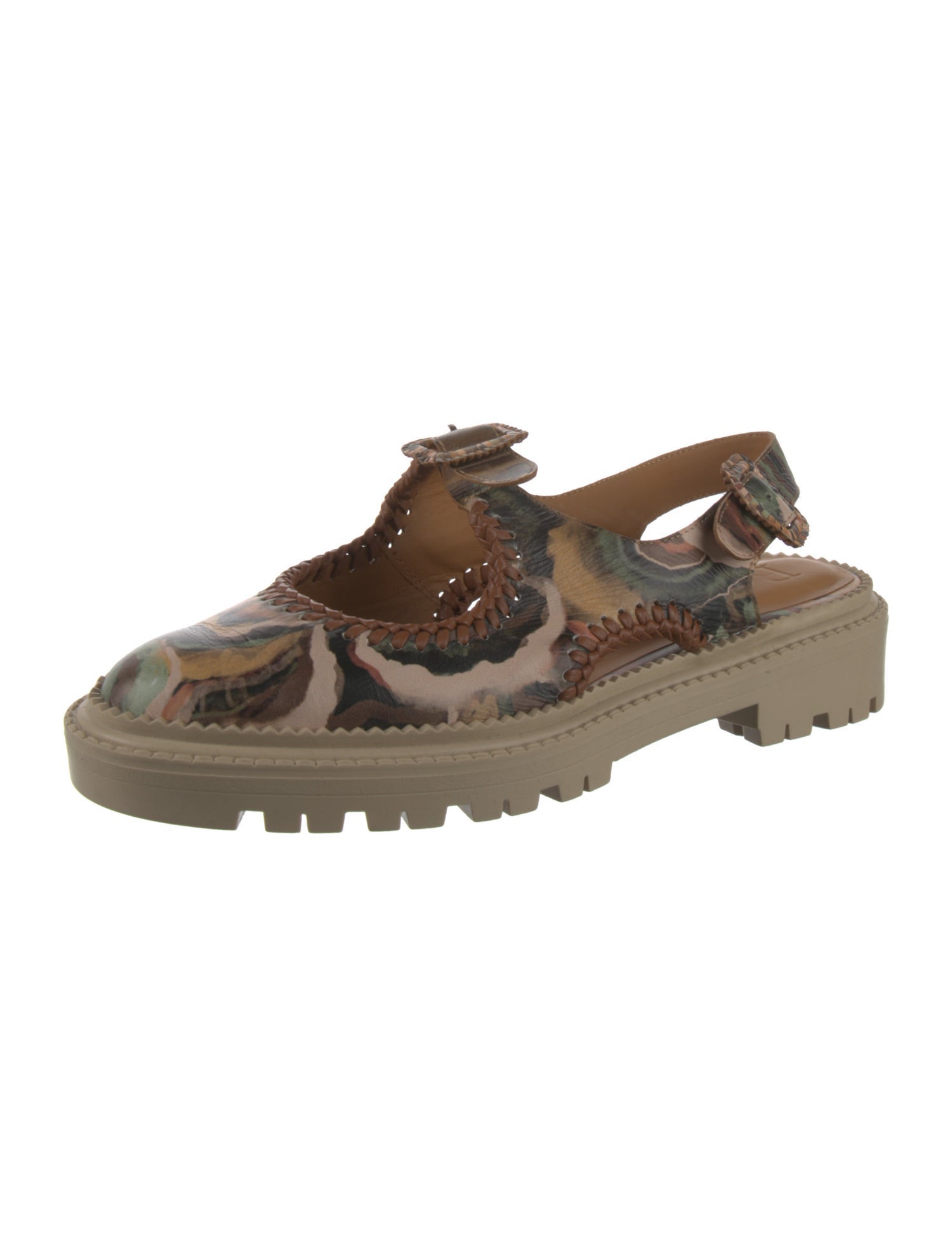 Beklina Leather Printed Slingback Sandals