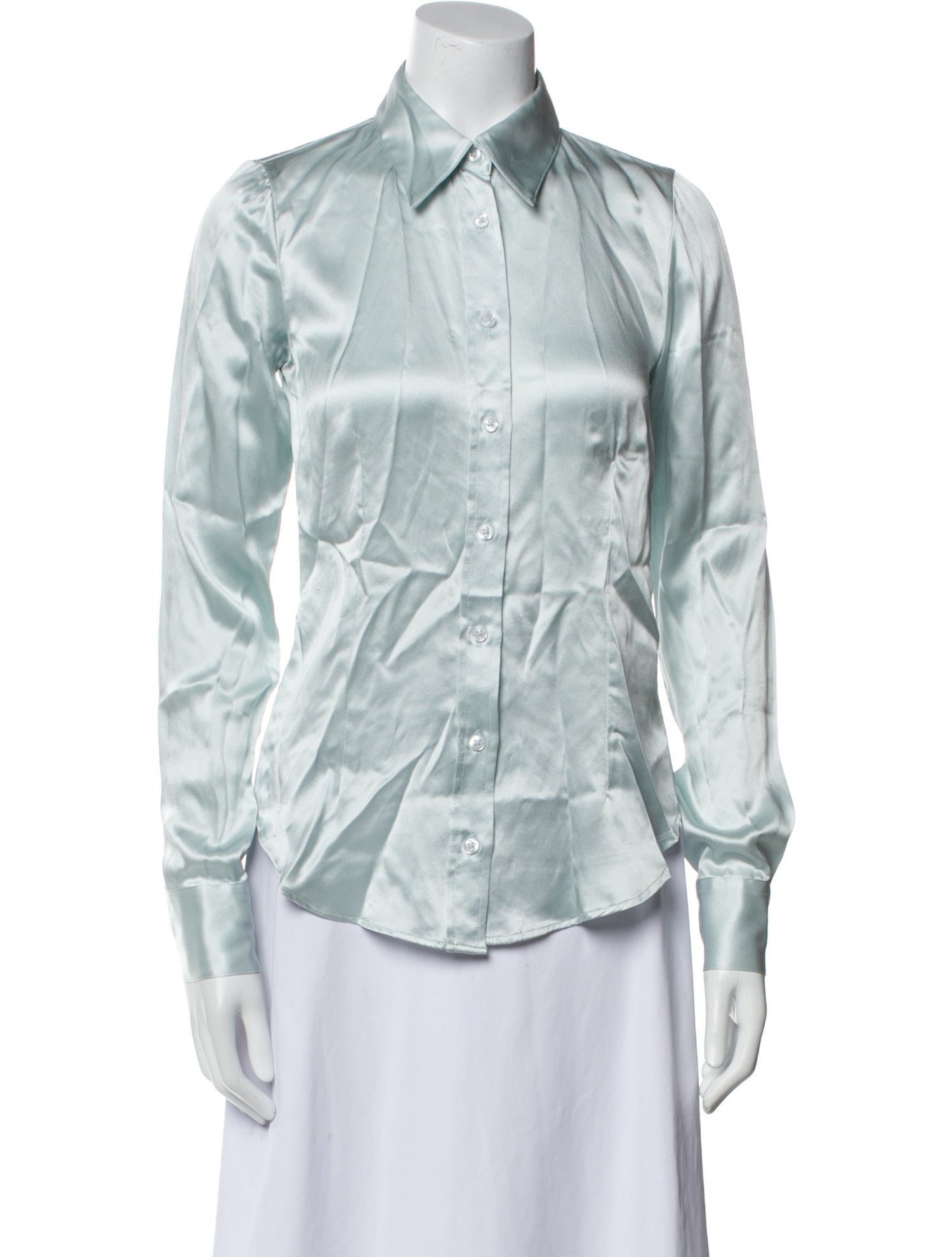 BEARE PARK Silk Long Sleeve Button-Up Top