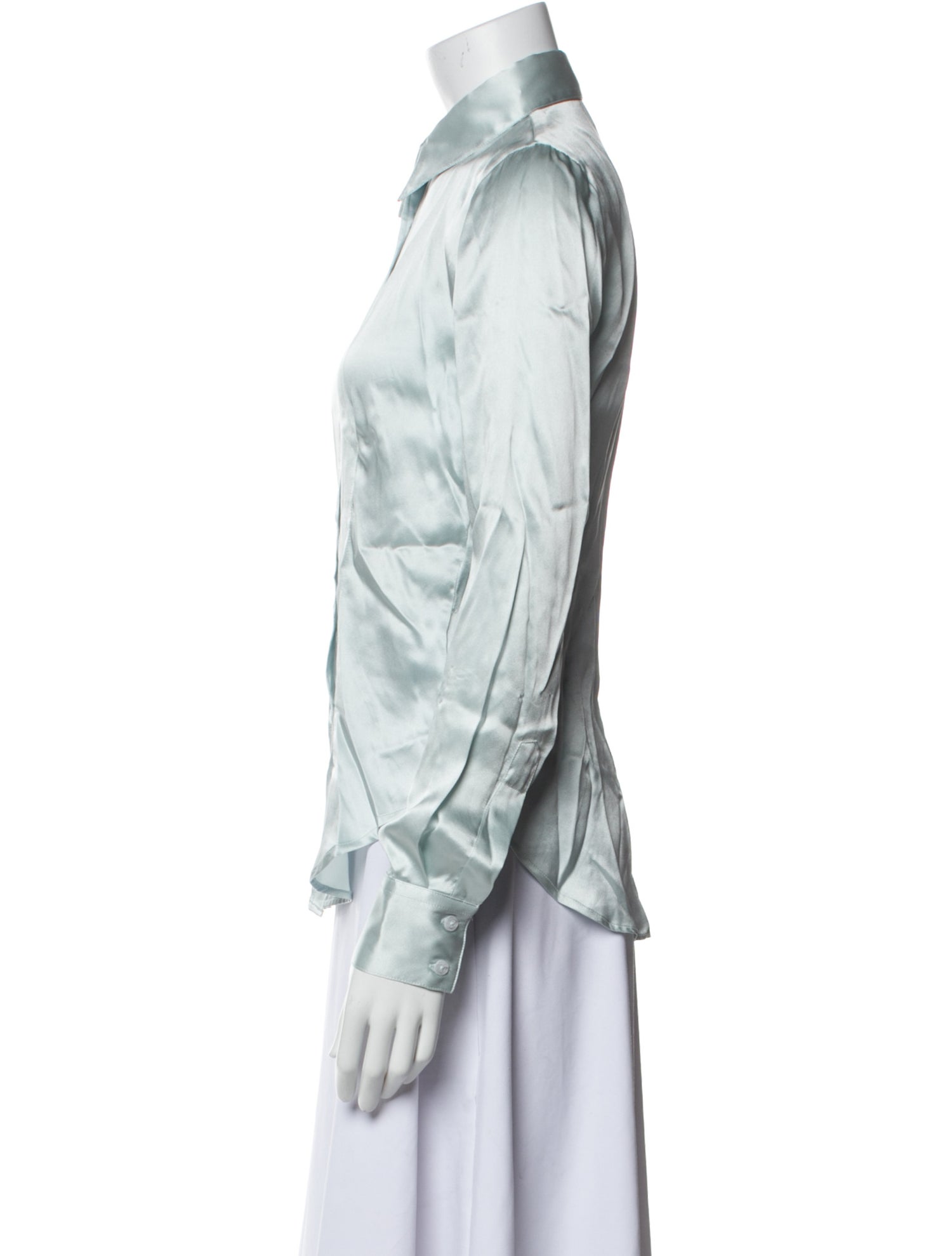 BEARE PARK Silk Long Sleeve Button-Up Top