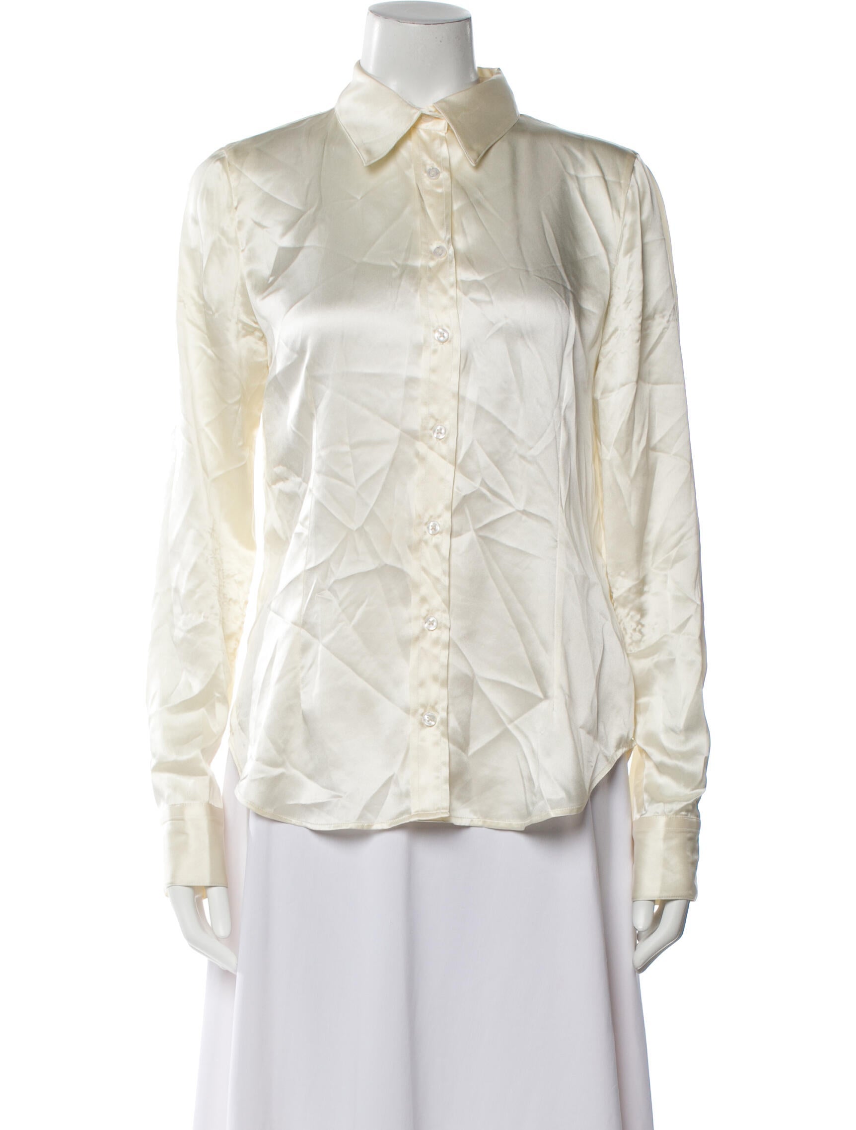 BEARE PARK Silk Long Sleeve Button-Up Top