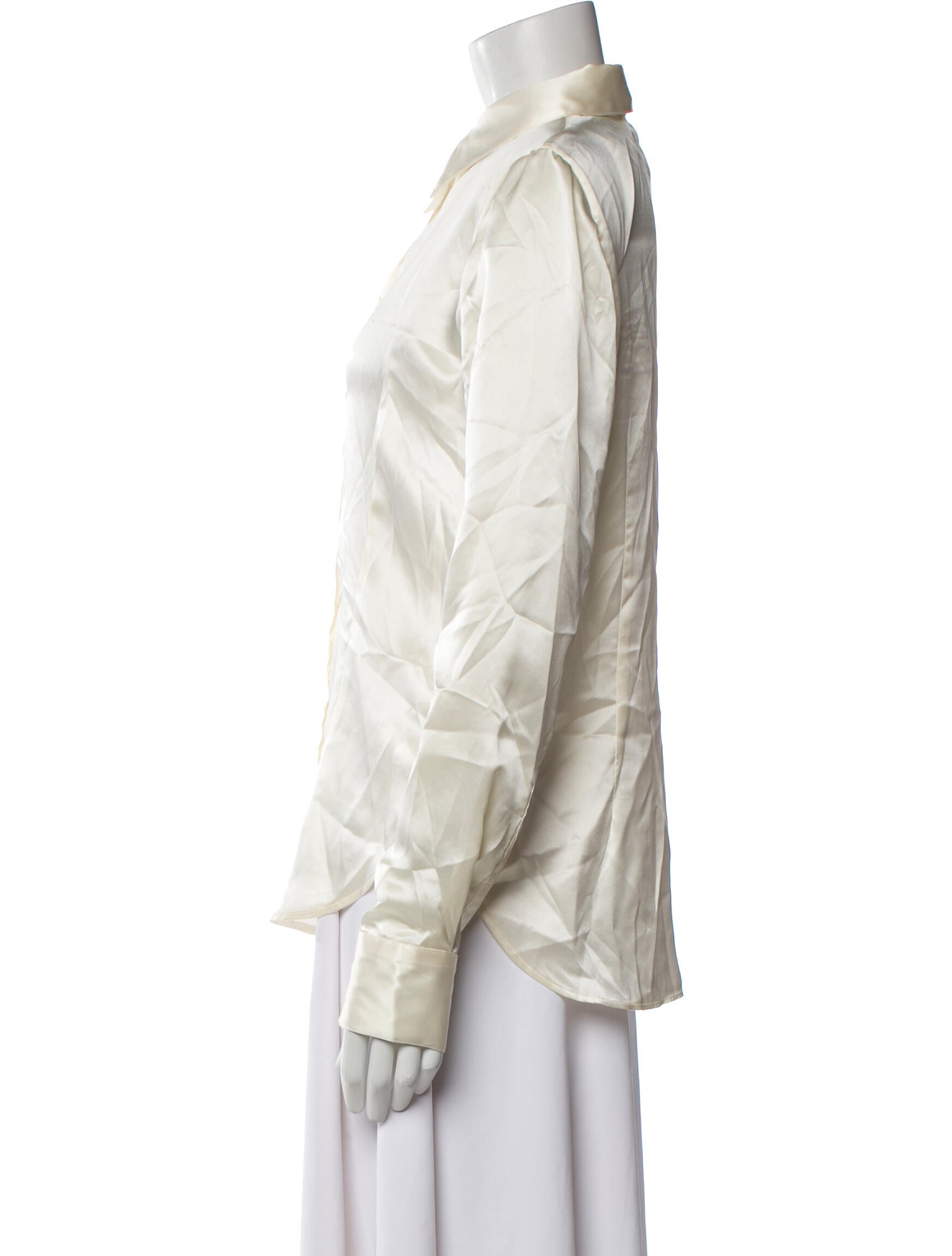 BEARE PARK Silk Long Sleeve Button-Up Top