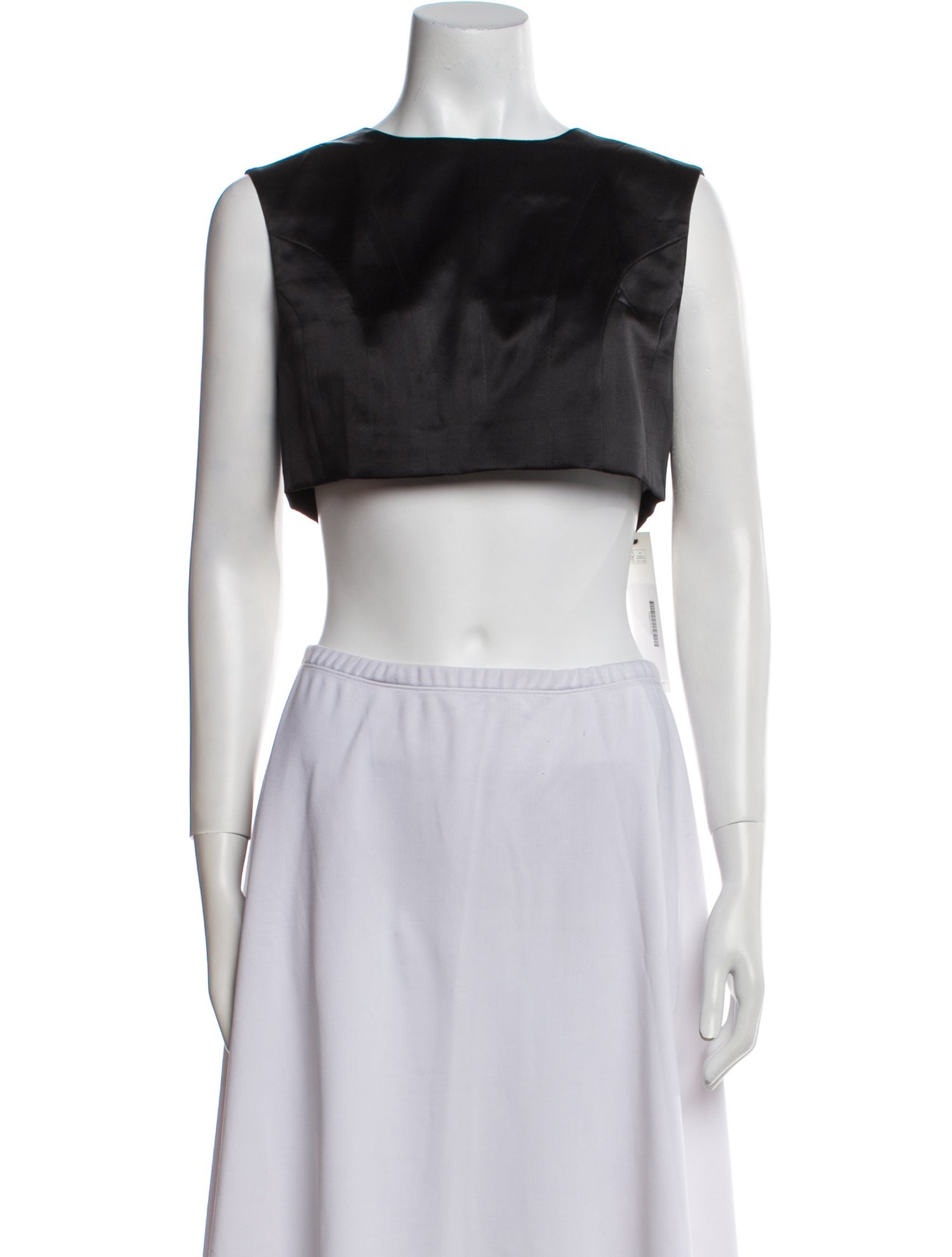 BEARE PARK Silk Bateau Neckline Crop Top