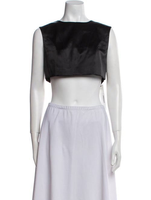 BEARE PARK Silk Bateau Neckline Crop Top