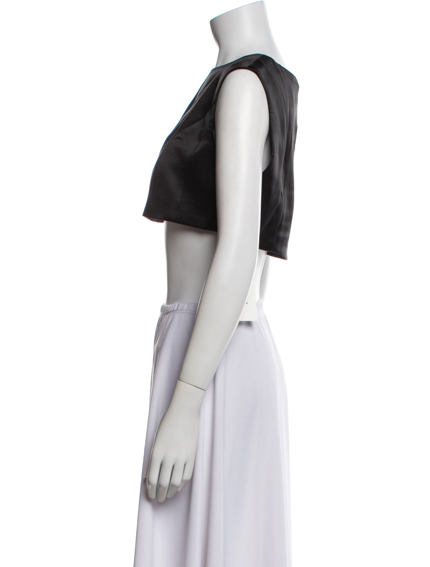 BEARE PARK Silk Bateau Neckline Crop Top