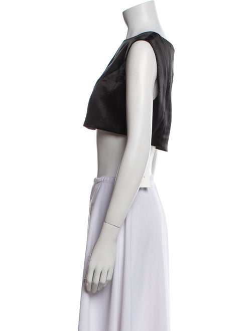 BEARE PARK Silk Bateau Neckline Crop Top