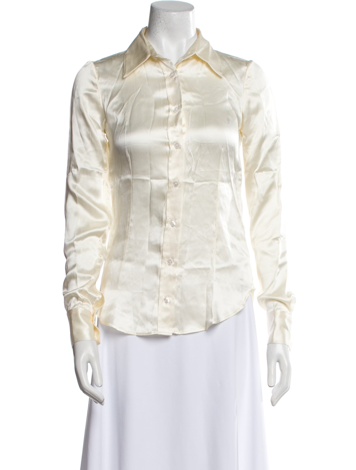 BEARE PARK Silk Long Sleeve Button-Up Top
