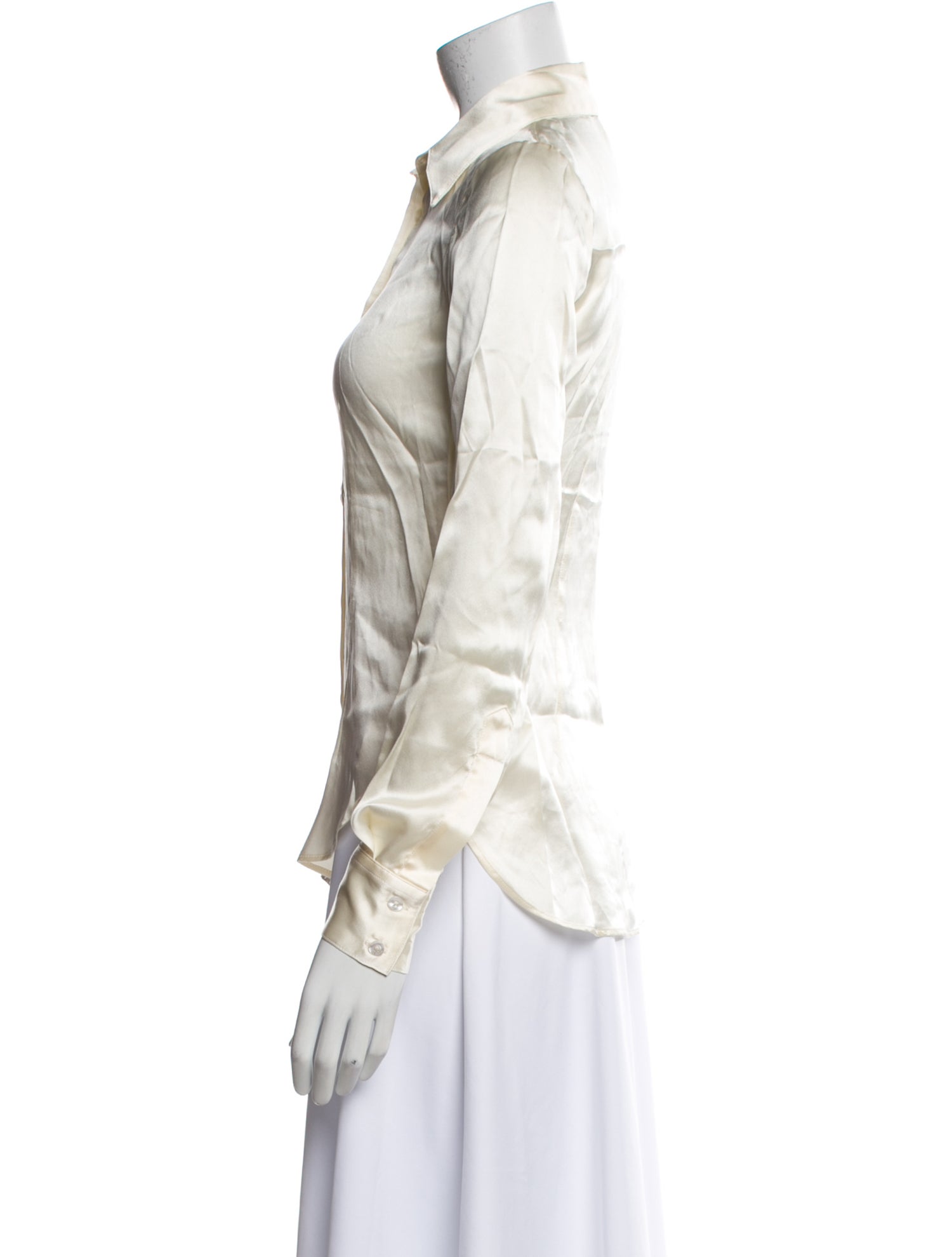 BEARE PARK Silk Long Sleeve Button-Up Top