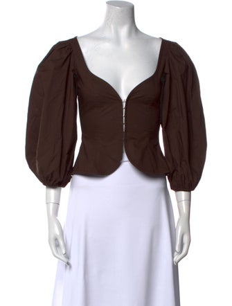 BEARE PARK V-Neck Three-Quarter Sleeve Crop Top