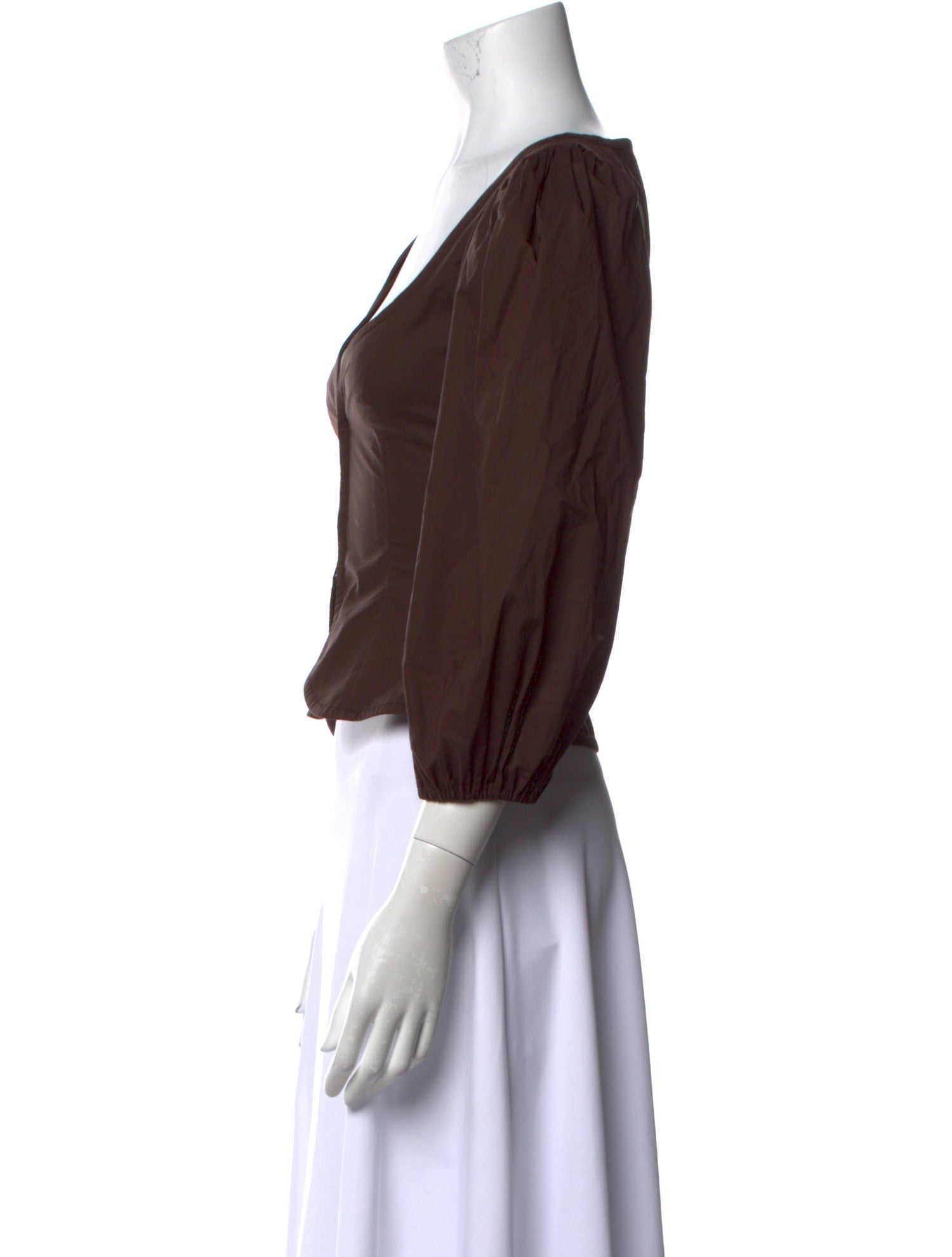 BEARE PARK V-Neck Three-Quarter Sleeve Crop Top