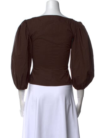 BEARE PARK V-Neck Three-Quarter Sleeve Crop Top