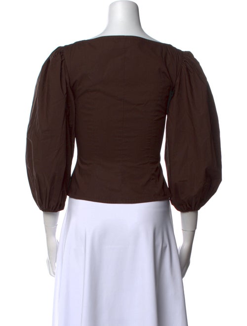 BEARE PARK V-Neck Three-Quarter Sleeve Crop Top