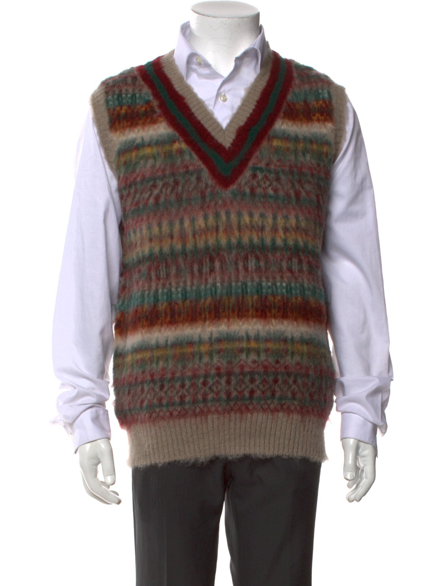 Beams Wool Striped Sweater Vest