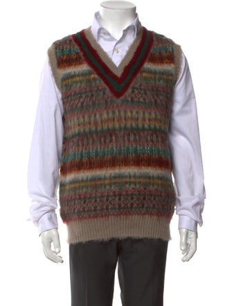 Beams Wool Striped Sweater Vest