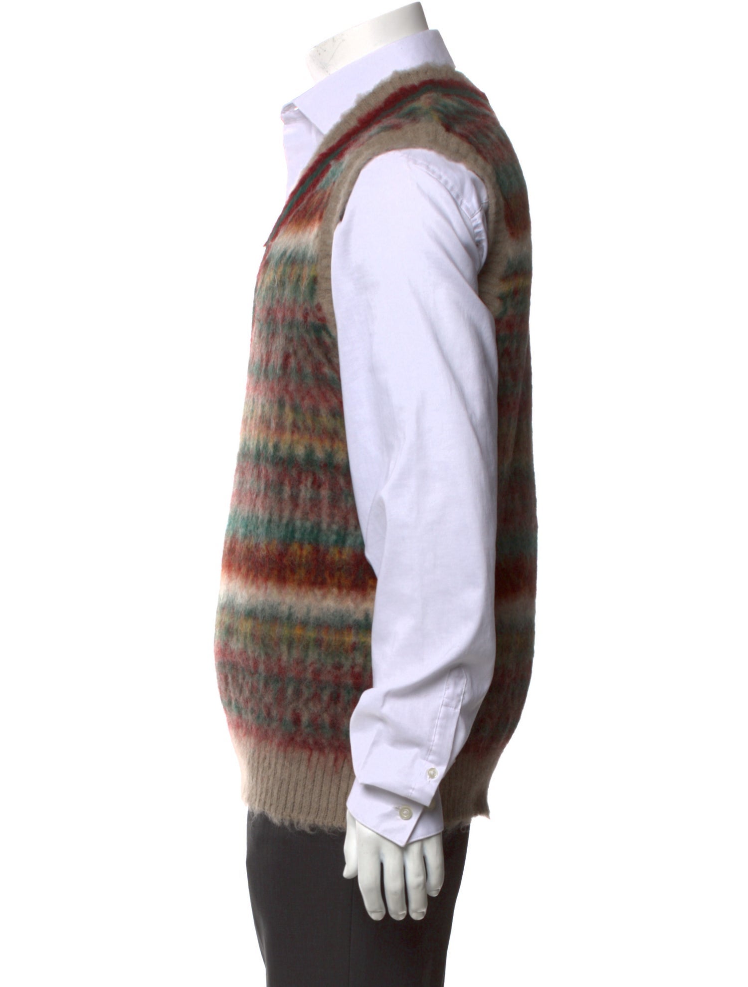 Beams Wool Striped Sweater Vest