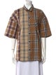 Beams Plaid Print Short Sleeve Button-Up Top