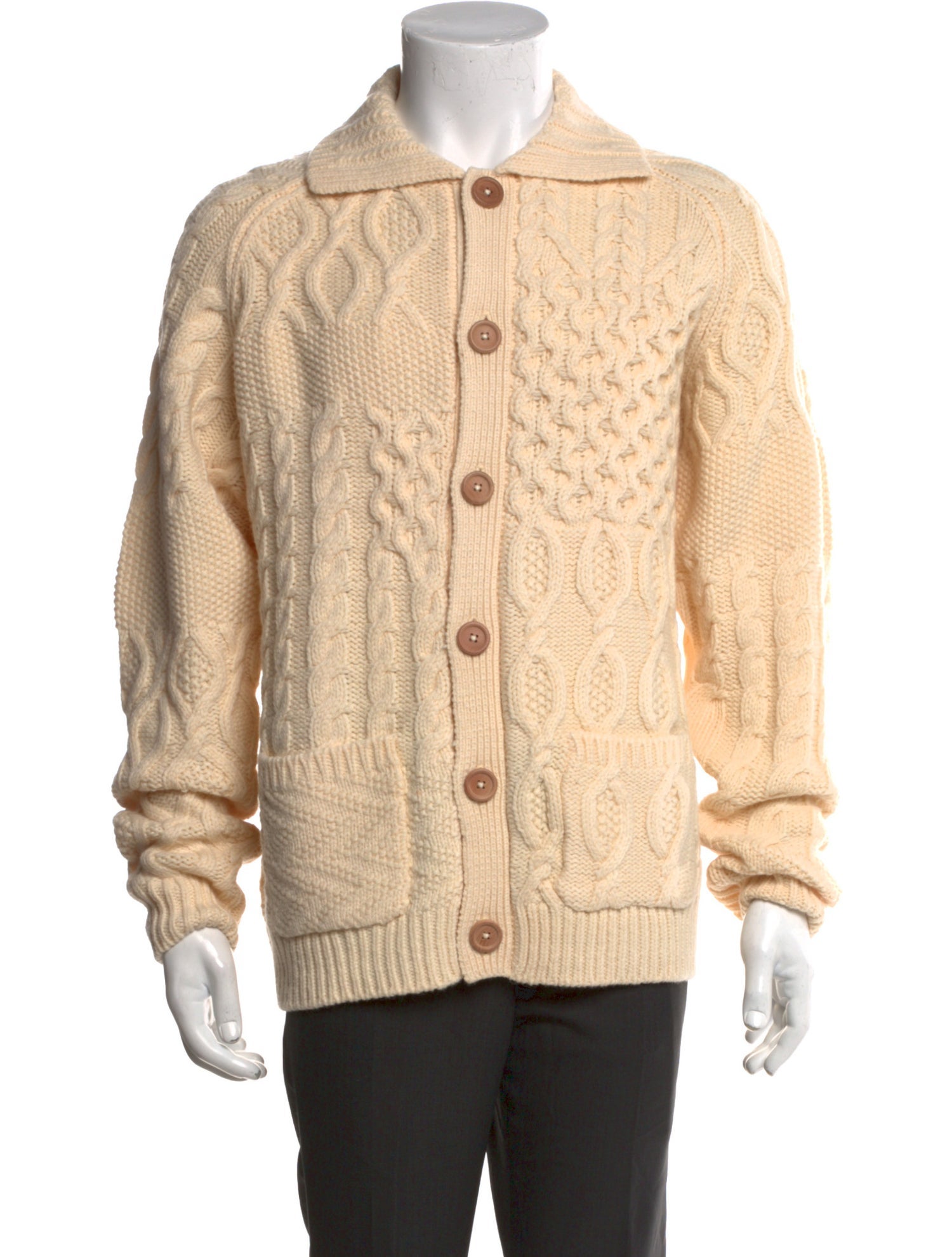 Beams Wool Collar Cardigan