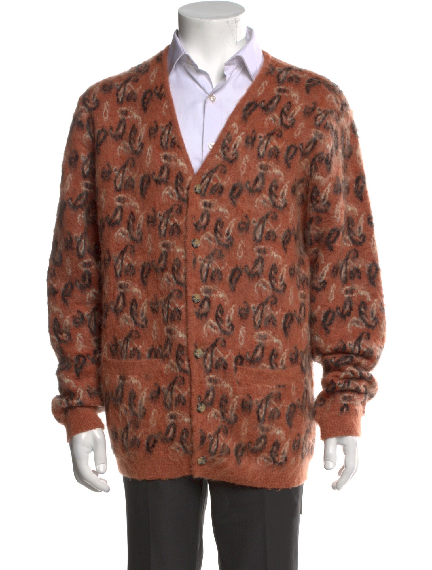 Beams Paisley Print V-Neck Cardigan