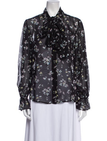 Be Blumarine Tops Floral Print Long Sleeve Button-Up Top S