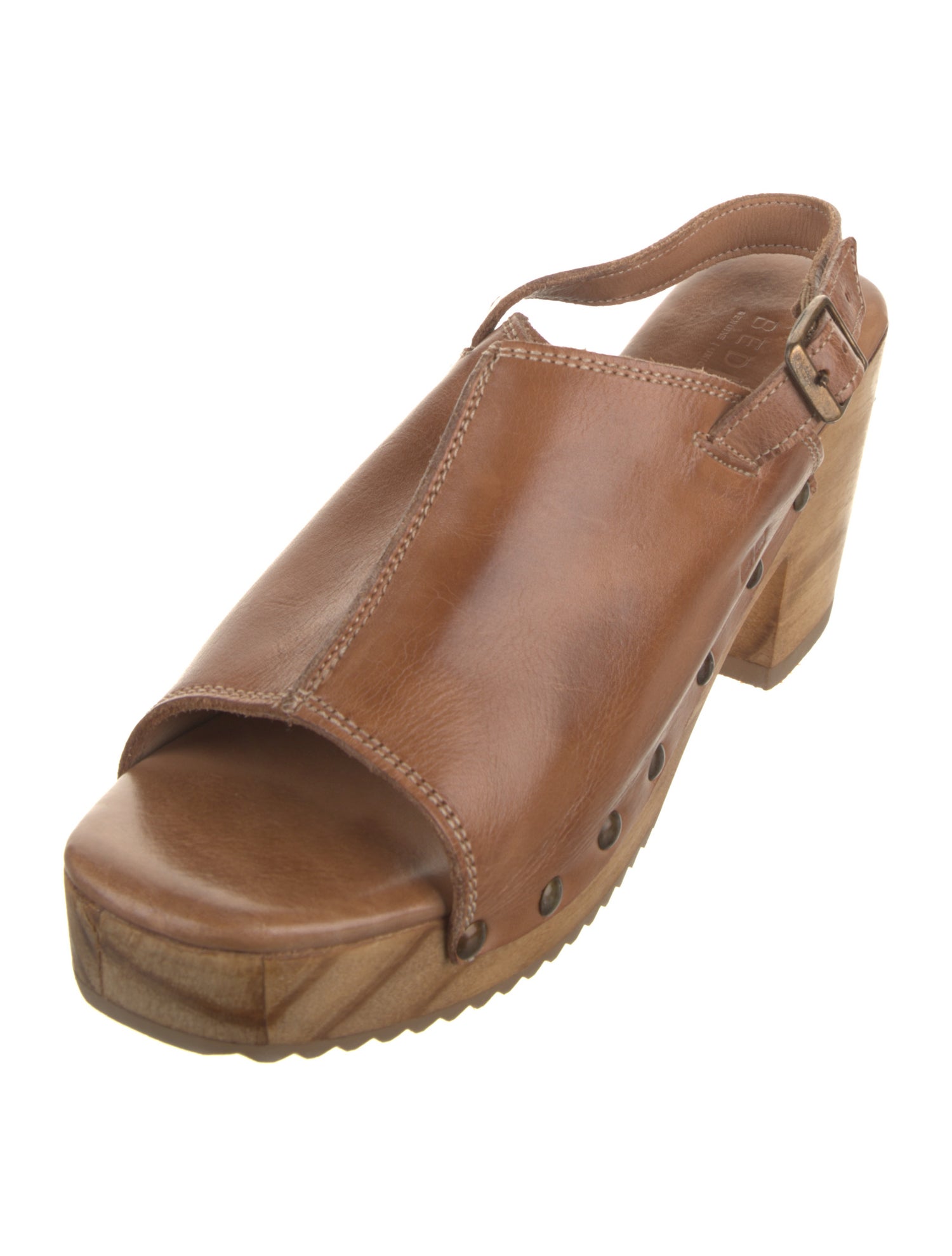 Bed Stu Leather Studded Accents Slingback Sandals