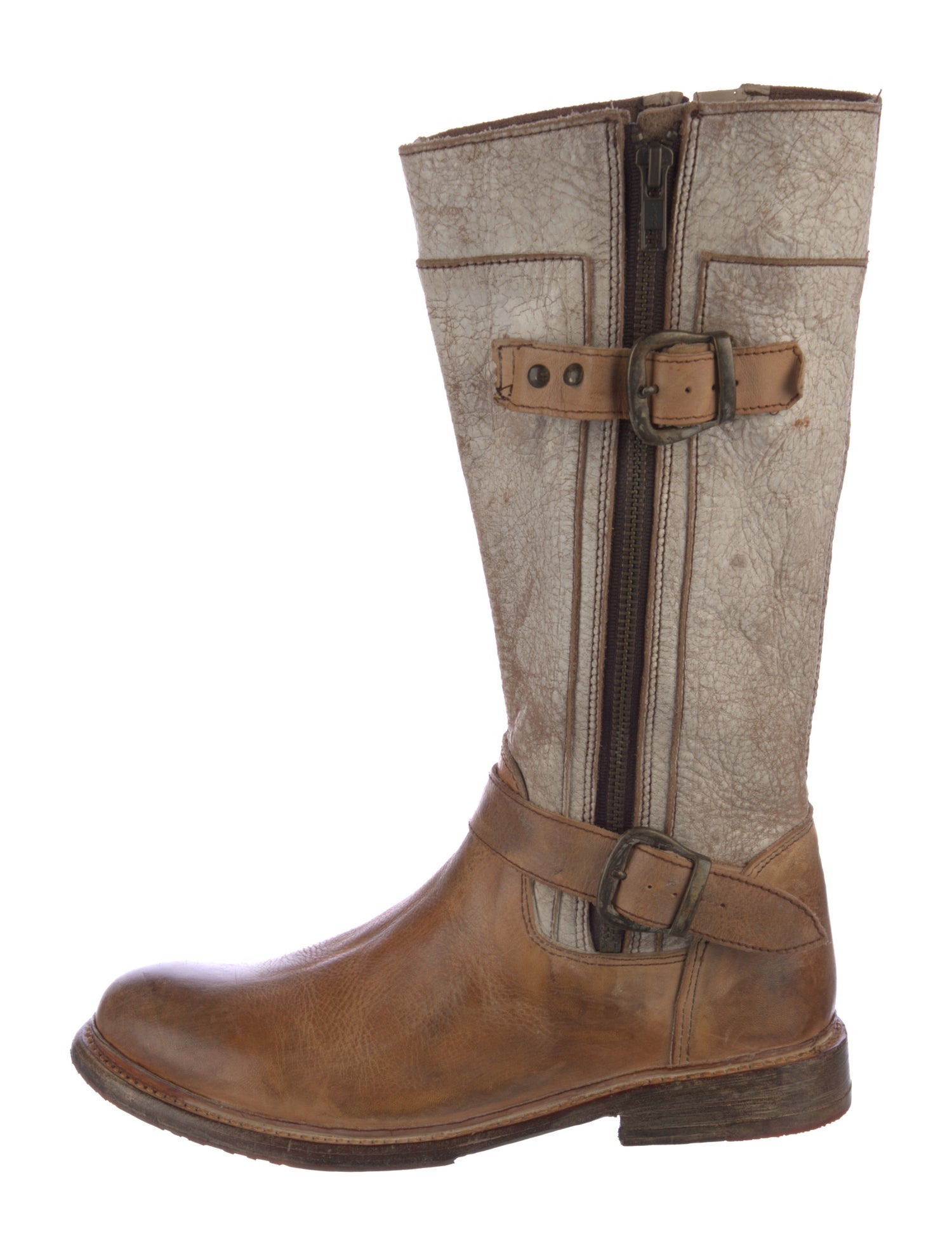 Bed Stu Leather Distressed Accents Moto Boots