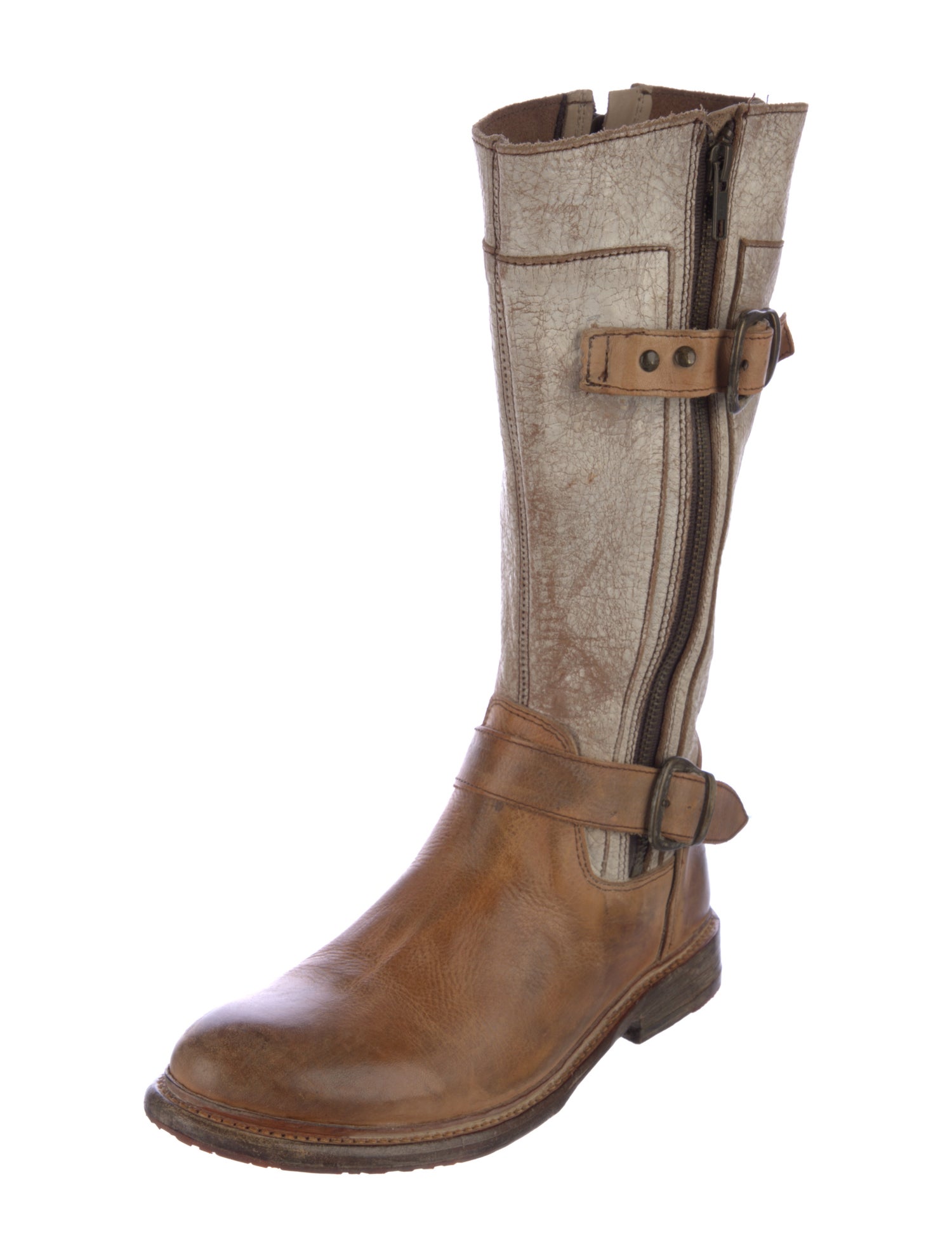 Bed Stu Leather Distressed Accents Moto Boots