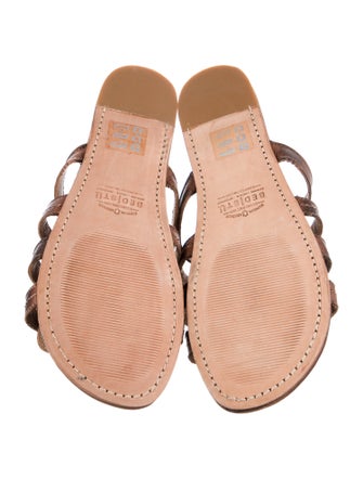 Bed Stu Leather Animal Print Slides