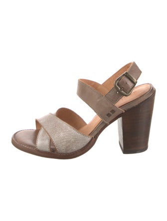 Bed Stu Leather Colorblock Pattern Slingback Sandals