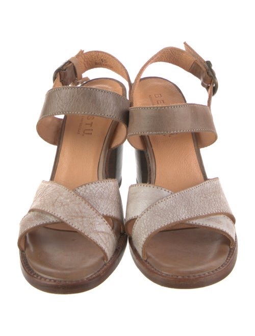 Bed Stu Leather Colorblock Pattern Slingback Sandals