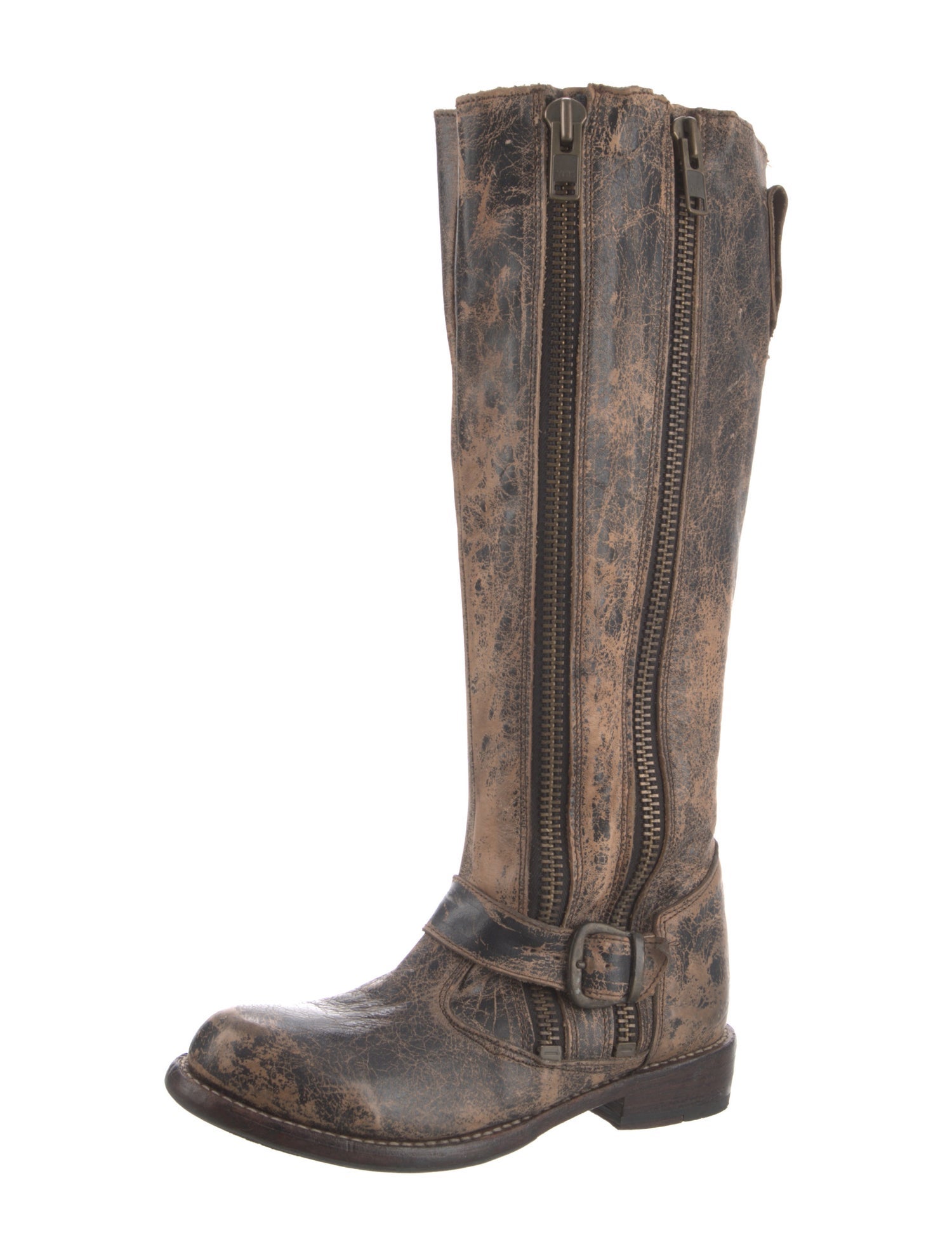 Bed Stu Leather Distressed Accents Riding Boots