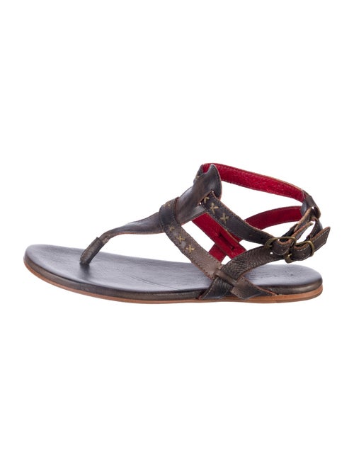 Bed Stu Leather Animal Print T-Strap Sandals