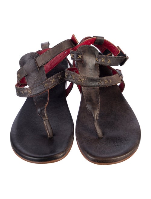 Bed Stu Leather Animal Print T-Strap Sandals