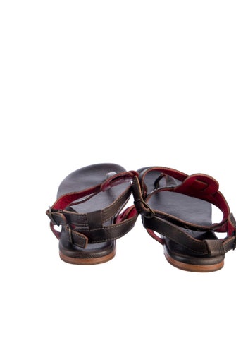 Bed Stu Leather Animal Print T-Strap Sandals