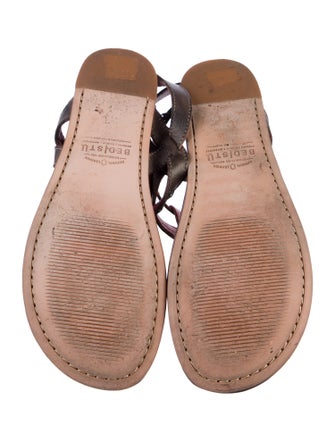 Bed Stu Leather Animal Print T-Strap Sandals