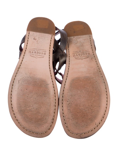 Bed Stu Leather Animal Print T-Strap Sandals