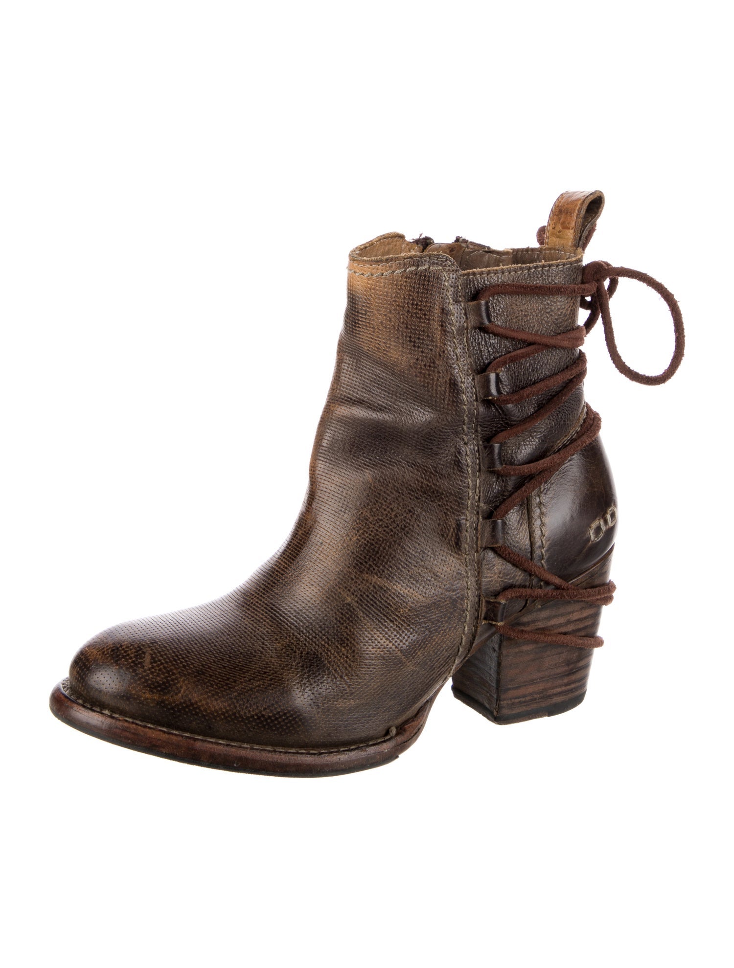 Bed Stu Leather Graphic Print Moto Boots